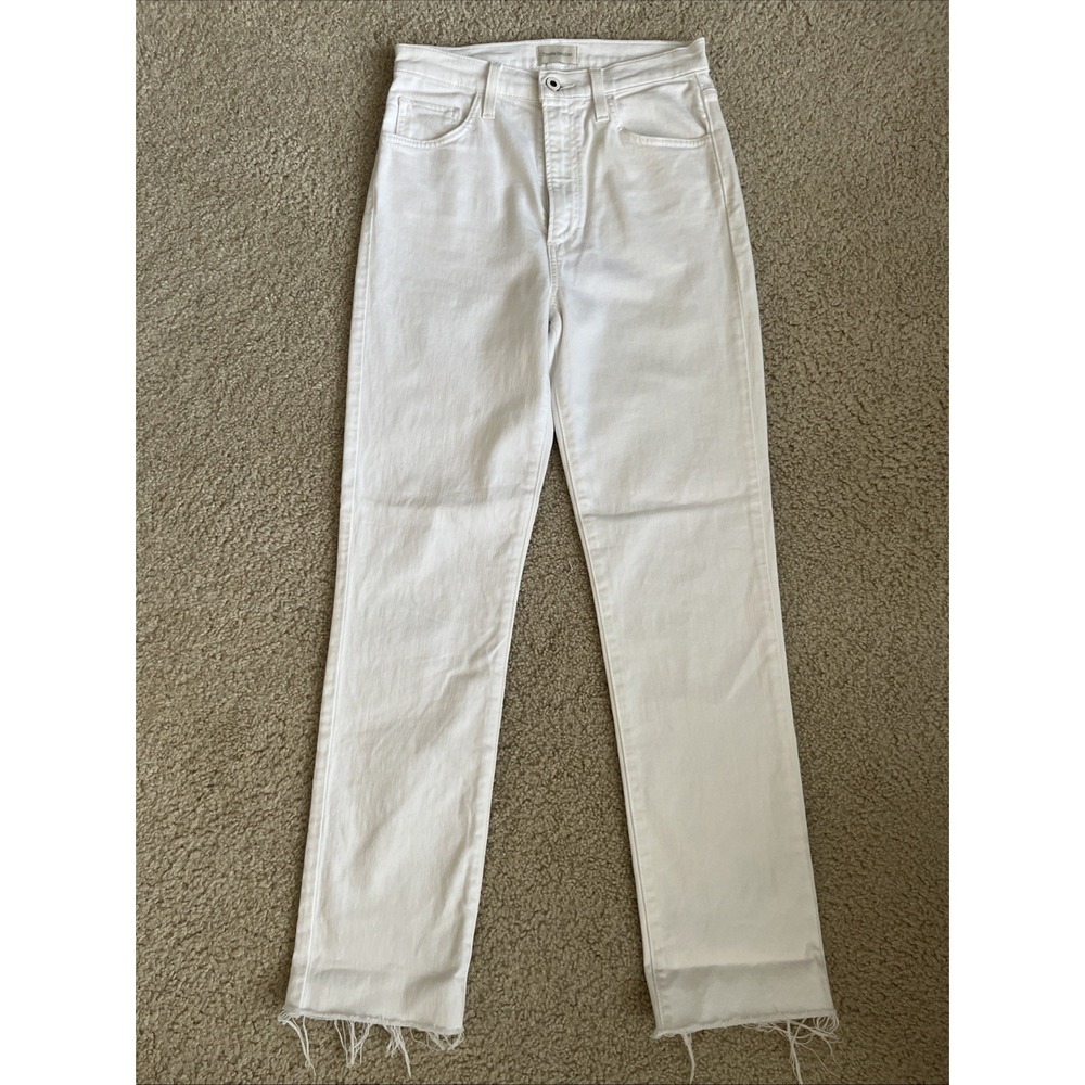 Favorite Daughter The Valentina Super High Rise Cigarette Ankle White Jeans 26